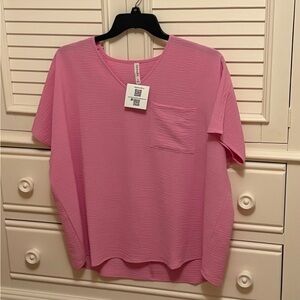 Zenana Outfitters Pink Short Sleeve Top